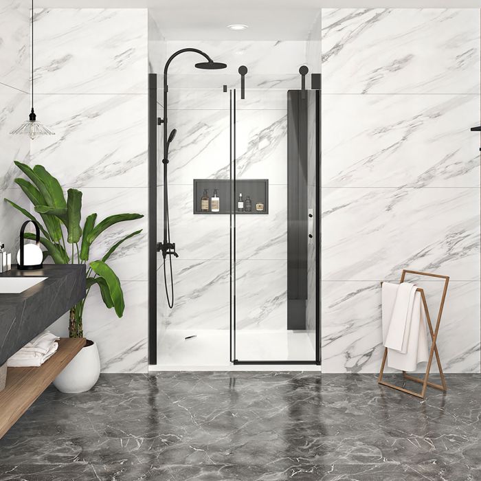 Porte de douche Infinite 48 po en alcôve noir mat