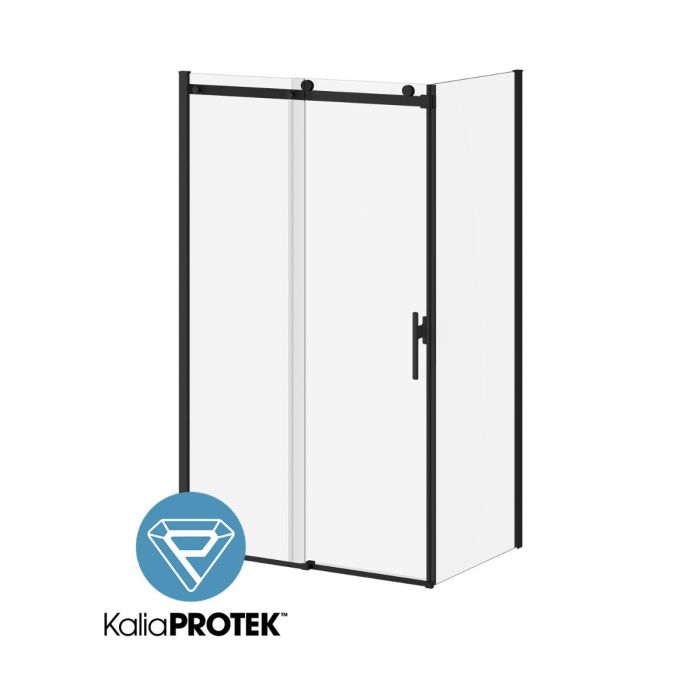 Porte de douche coulissante Koncept Evo 48 x 77 po avec panneau de retour 32 po 48 po Noir mat