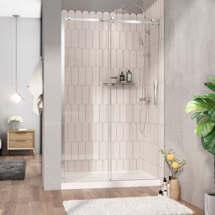 Porte de douche Vaia 48 po en alcôve Chrome