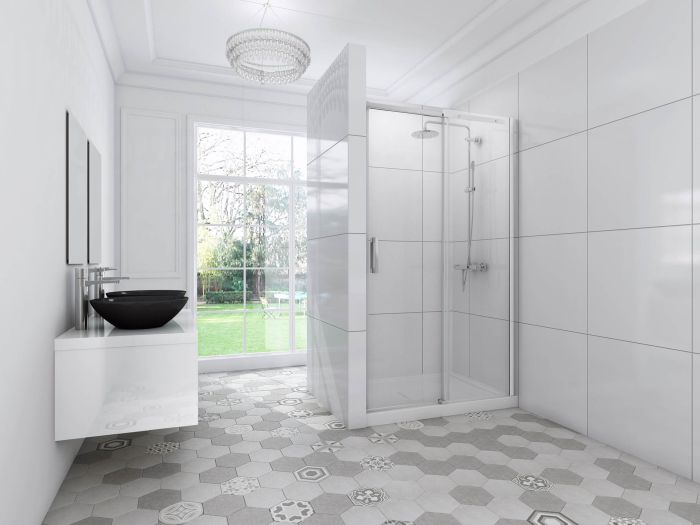 Porte de douche en coin EKO 2 Côtés pour base 48 po x 32 po