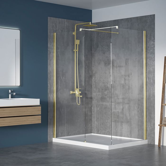 Écran de douche 36 po x Walk-in 42 po or brossé en coin en or brossé