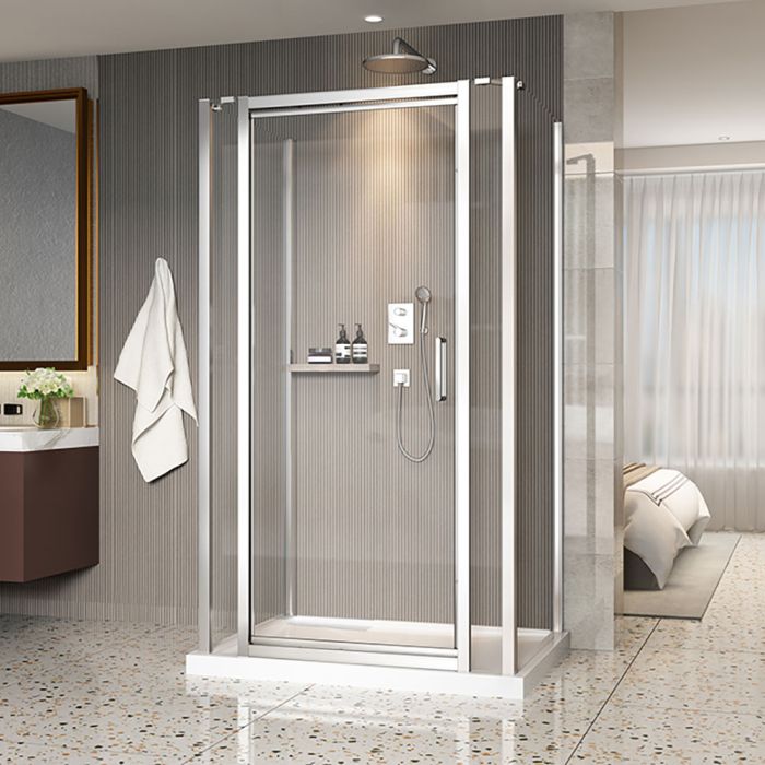 Porte de douche 48 po x Xenia 32 po sur mur rectangulaire porte centrée en Chrome