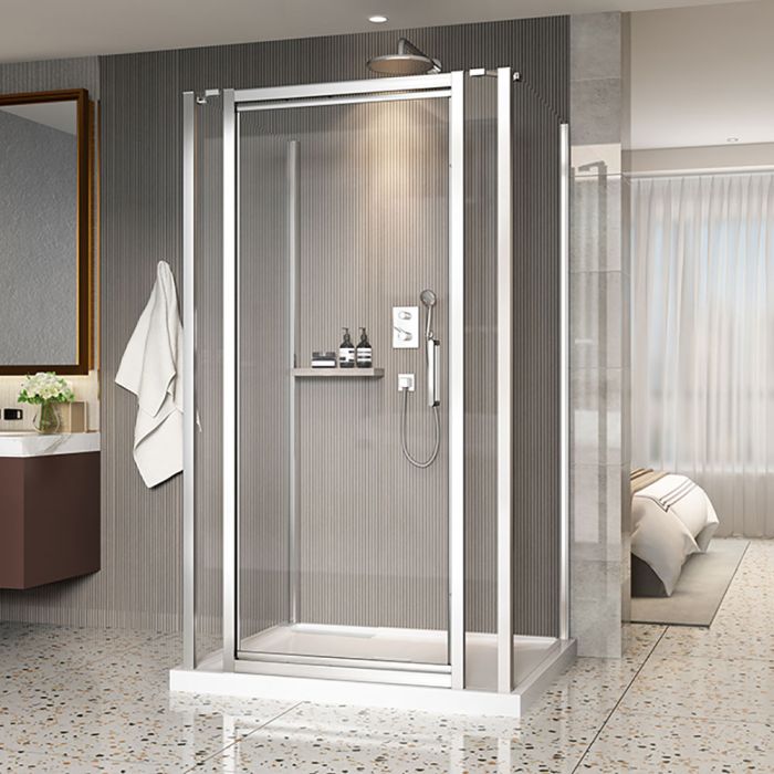 Porte de douche 48 po x Xenia 42 po sur mur rectangulaire porte centrée en Chrome