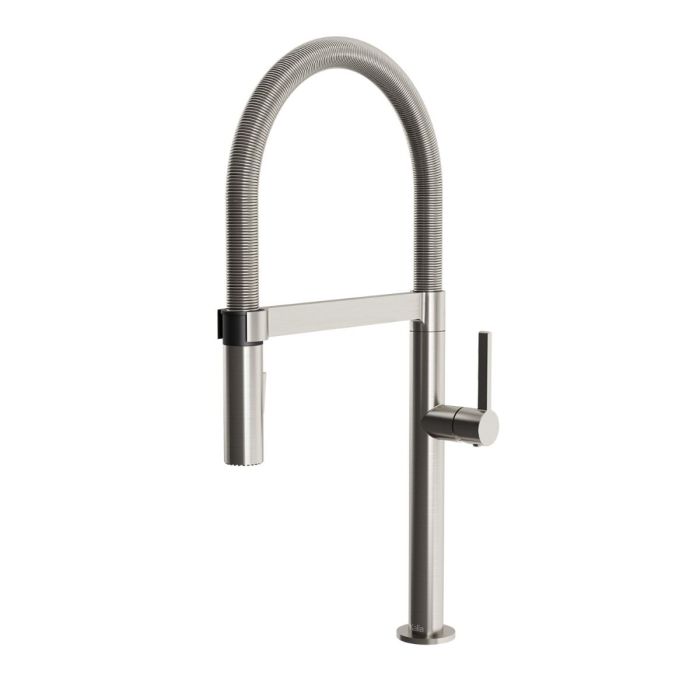 Robinet avec bec à ressort et douchette aimantée Exki Inox PVS
