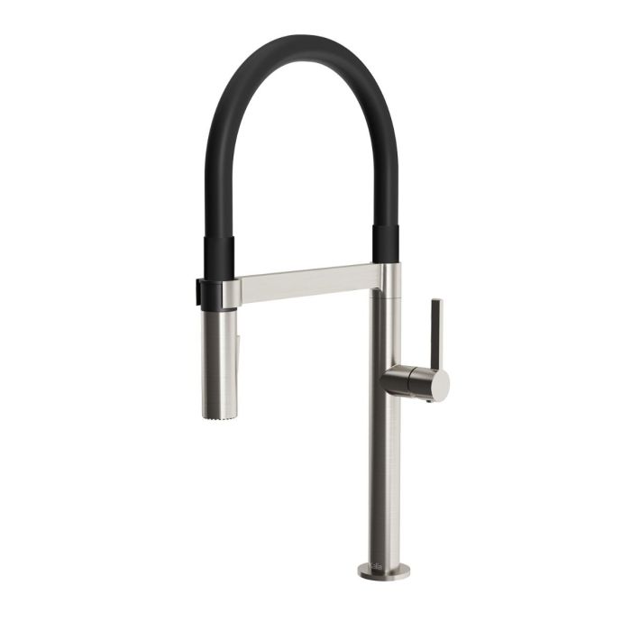 Robinet avec bec en PVC noir et douchette aimantée Exki Inox PVS