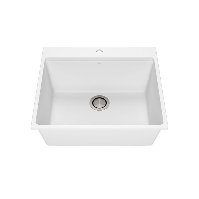 Évier de cuisine Bacia 25 po encastré Granistone Blanc sable