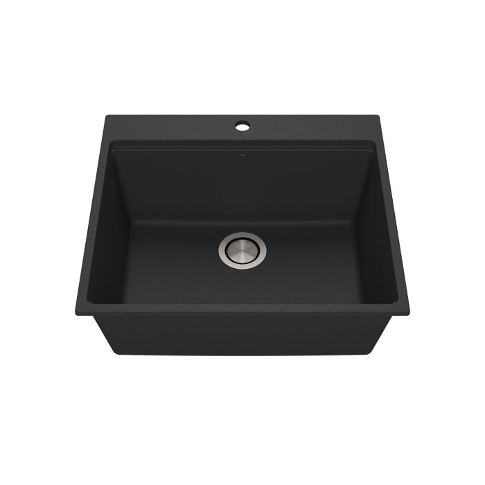 Évier de cuisine Bacia 25 po encastré Granistone Noir onyx