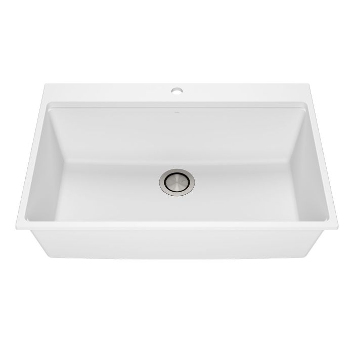 Évier de cuisine Bacia 33 po Encastré Granistone Blanc sable