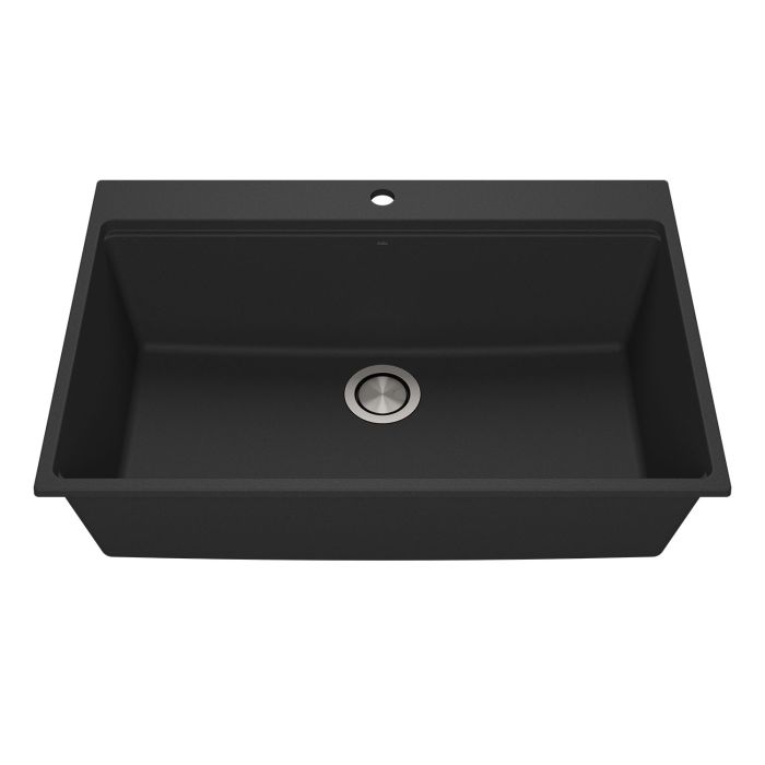 Évier de cuisine Bacia 33 po Encastré Granistone Noir onyx