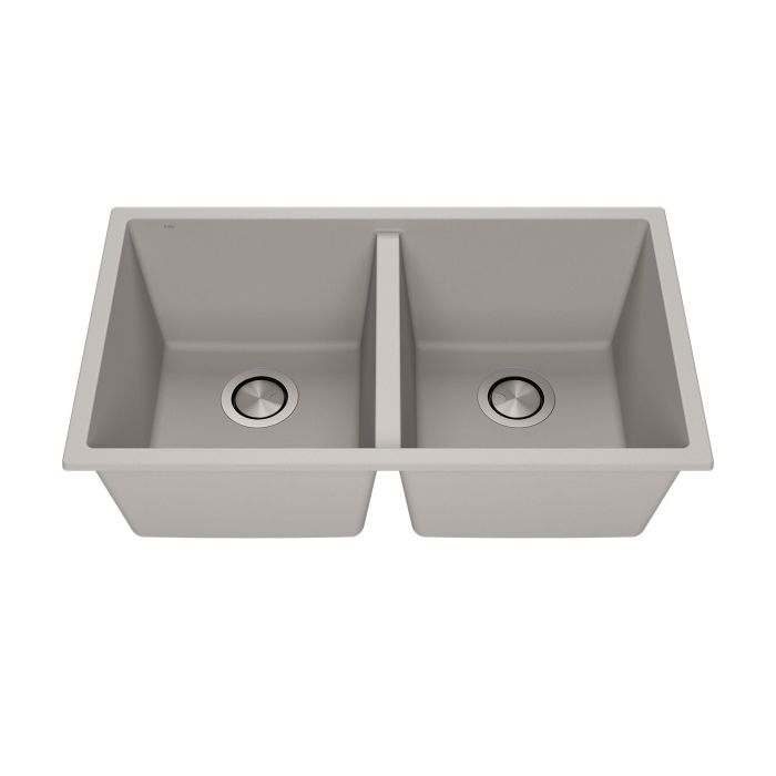 Évier de cuisine Bacia 31 po Cuve double 50/50 Granistone Gris galet