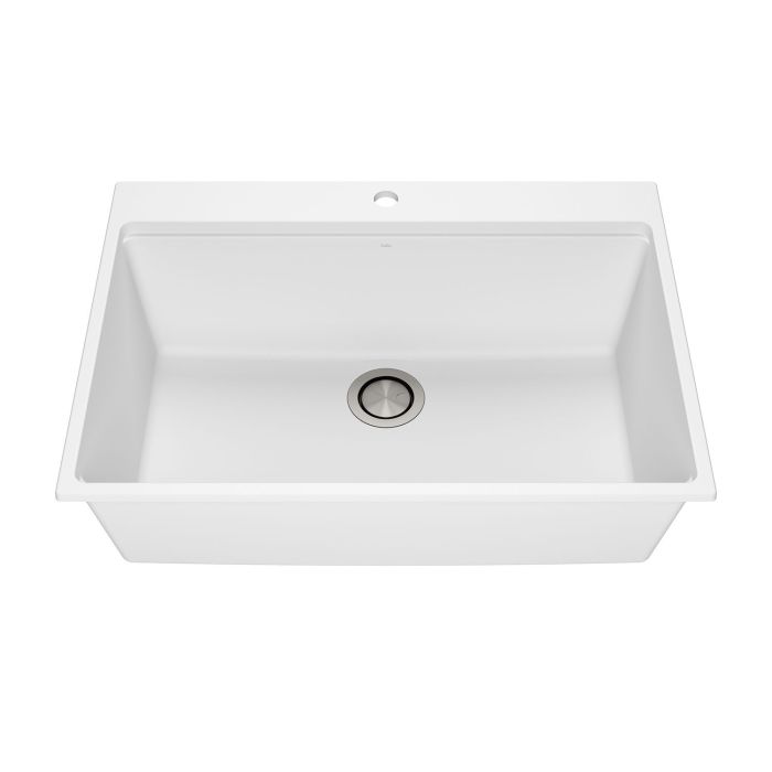Évier de cuisine Bacia 31 po Encastré Granistone Blanc sable