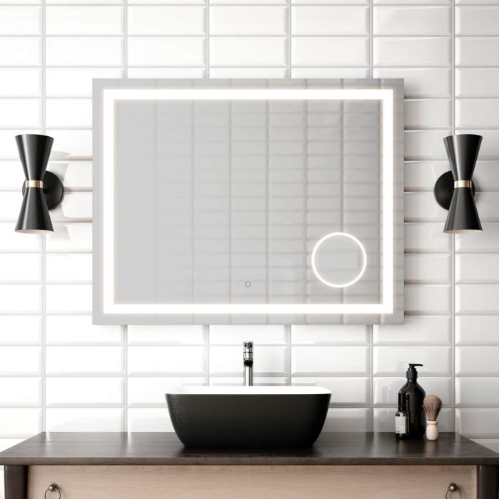 Miroir à éclairage Del pour salle de bain avec miroir grossissant Effect 38 po