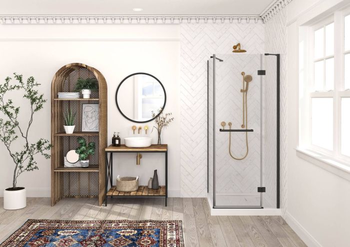 Porte de douche en alcôve California PB1 1 Côté pour base 36 po Noir