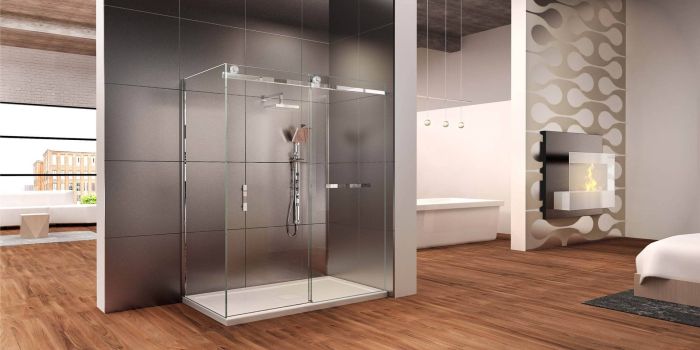 Porte de douche en coin Marelia 2 Côtés pour base 66 po x 36 po