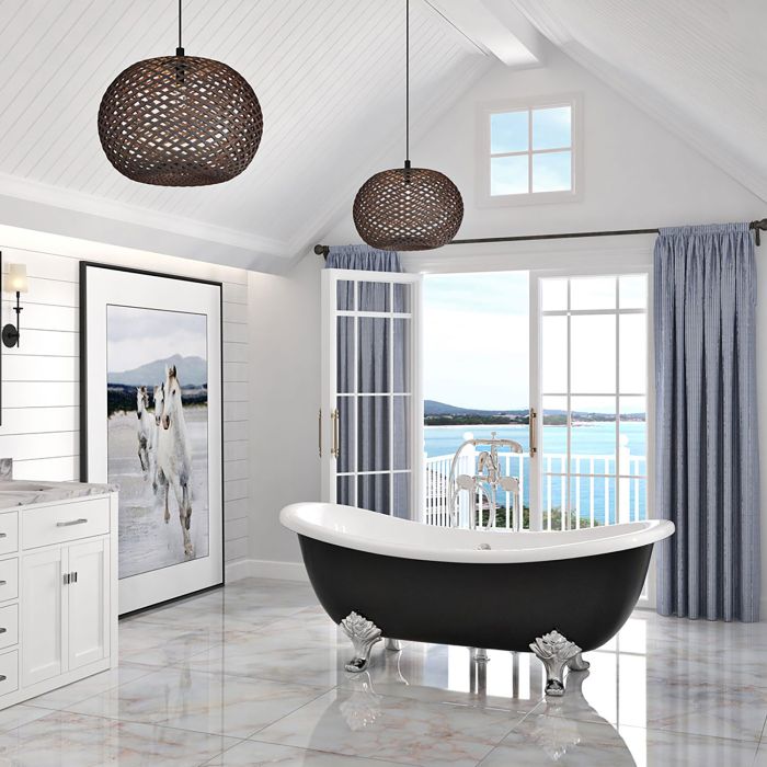 Baignoire autoportante Harrogate 66 3/4 po en noir mat