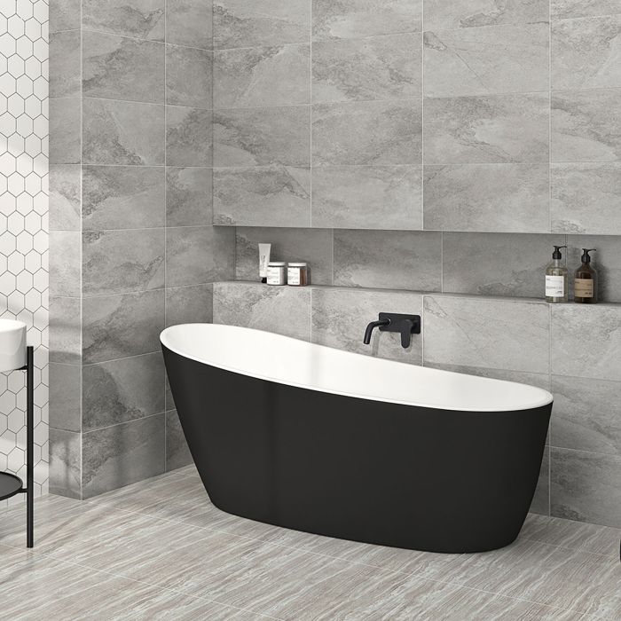 Baignoire autoportante Issa 59 1/2 po en acrylique noir mat