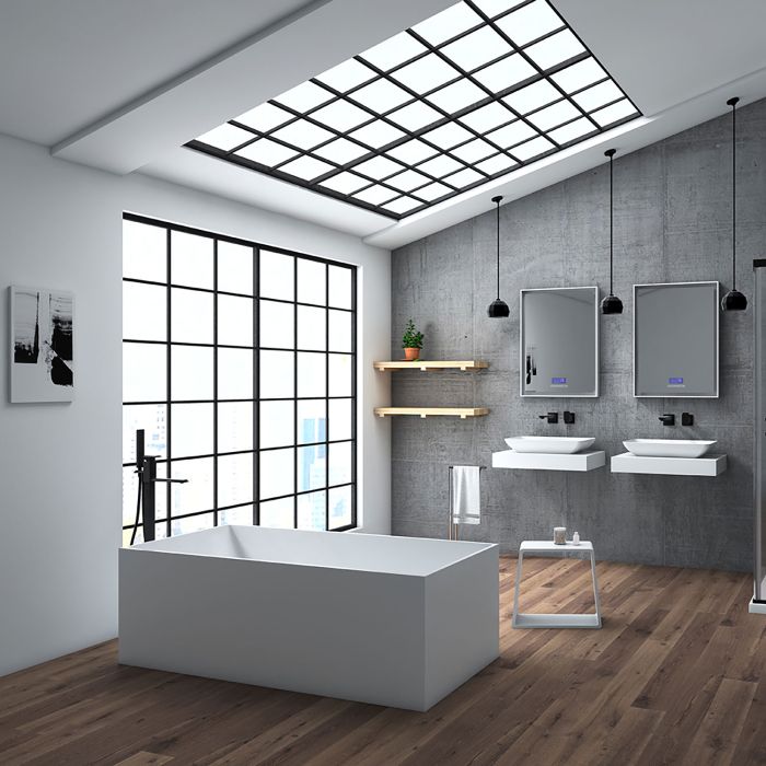 Baignoire autoportante Kuadra 63 po en blanc lustré