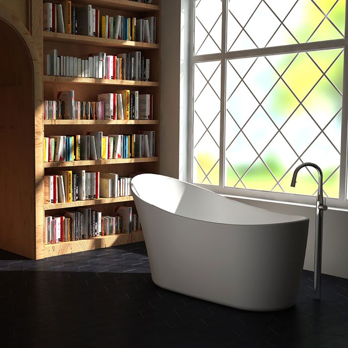 Baignoire autoportante Kanwa 55 1/2 po en acrylique blanc lustré