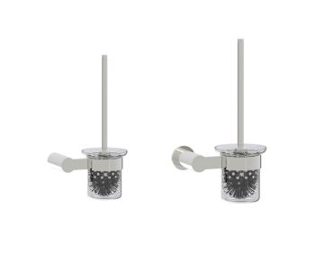 montage muraled ensemble brosse de toilette with verre givré Bowl PORTO 137610 nickel poli