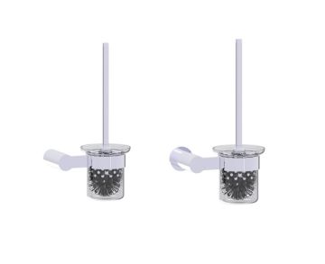 montage muraled ensemble brosse de toilette with verre givré Bowl PORTO 137610 chrome poli