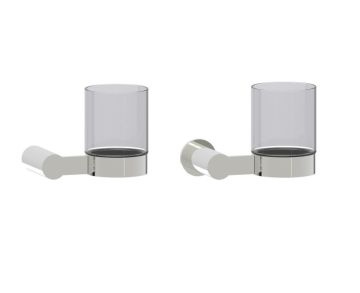 montage muraled Bathroom Tumbler Cup & Toothbrush Holder with Chrome Glass PORTO 137660 nickel poli