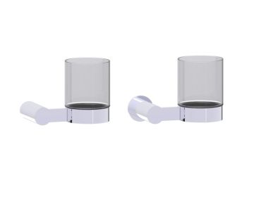 montage muraled Bathroom Tumbler Cup & Toothbrush Holder with Chrome Glass PORTO 137660 chrome poli