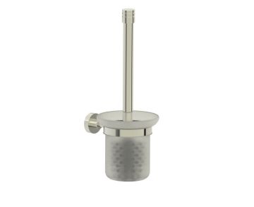 montage muraled ensemble brosse de toilette with verre givré OSLO 144610 nickel poli