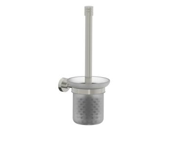 montage muraled ensemble brosse de toilette with verre givré OSLO 144610 nickel brossé
