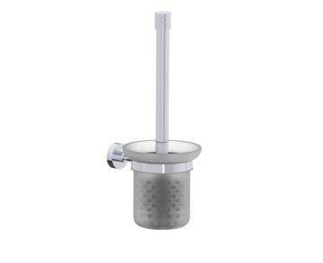 montage muraled ensemble brosse de toilette with verre givré OSLO 144610 chrome poli