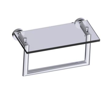 10 po tablette en verre avec barre à serviette OSLO 144676 chrome poli