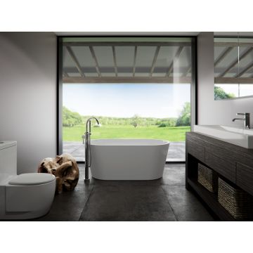 Baignoire autoportante Monaco F1 3260 AFR blanche en acrylique avec drain central et système Air