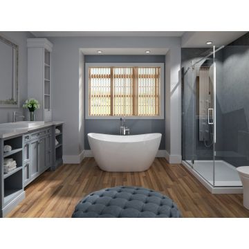 Baignoire autoportante Florence F1 3266 AFR blanche en acrylique avec drain central