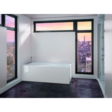 Baignoire en coin Zurich 3260 BJI AFR blanche en acrylique avec drain à gauche et système Mass-Air
