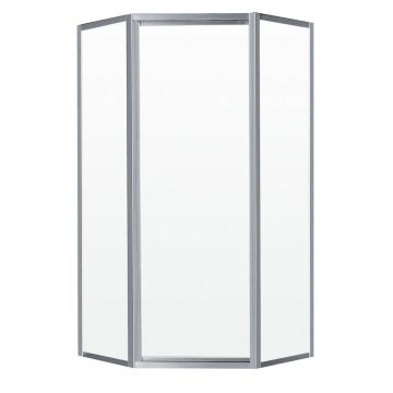 Douche Ovada Néo-angle Porte de à pivot 38 x 38 x 70 po 4 mm pour installation en coin avec verre clair et fini chrome
