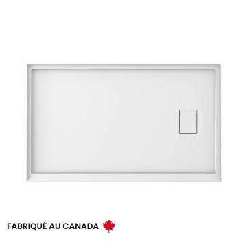 Base de douche Cache 3260 blanche pour alcôve en acrylique avec drain à gauche