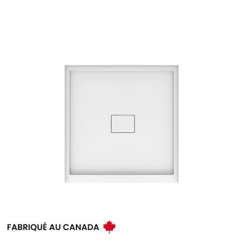 Base de douche Cache 3636 blanche pour alcôve en acrylique avec drain central