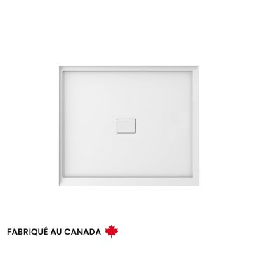 Base de douche Cache 3642 blanche en coin droite en acrylique avec drain central