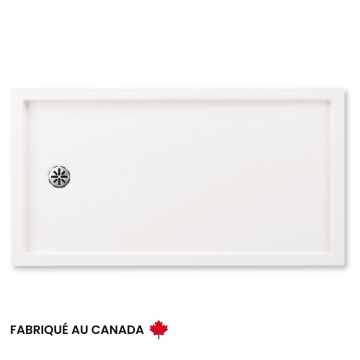 Base de douche Zen 6032 blanche pour alcôve en acrylique avec drain à gauche