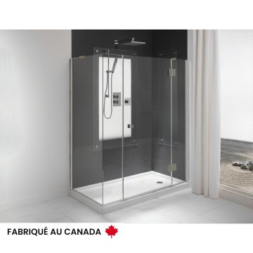 Base de douche Zen 6032 blanche en coin en acrylique avec drain à gauche