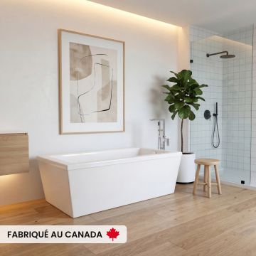 Baignoire autoportante Amétys 3260 blanche en acrylique avec drain réversible