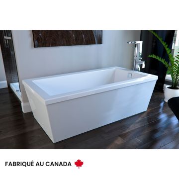 Baignoire autoportante Amétys 3260 AFR blanche en acrylique avec drain réversible et système Activ-Air
