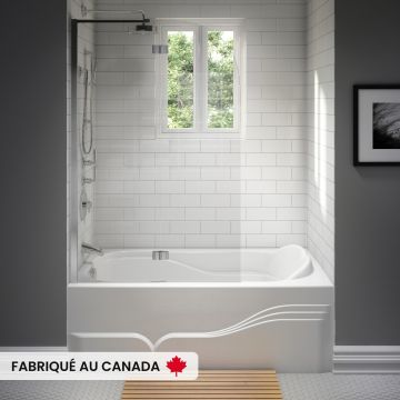 Daphne 6032 BJI Baignoire blanche alcôve en acrylique avec drain à droite et système Mass-Air