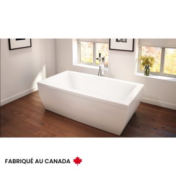 Saphyr 7238 Baignoire blanche autoportante en acrylique avec drain central et système Mass-Air