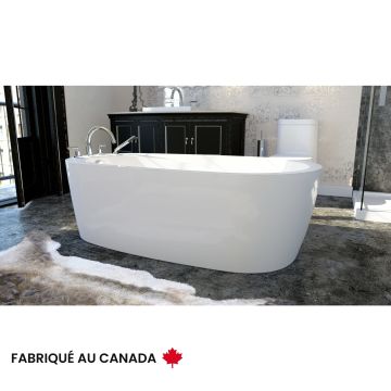 Vapora F1 6036 Baignoire blanche autoportante en acrylique avec drain reversible et système Activ-air