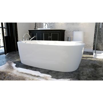 Vapora F1 6636 Baignoire blanche autoportante en acrylique avec drain reversible
