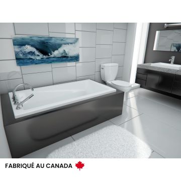Zenya 6032 AFR Baignoire blanche podium en acrylique avec drain reversible et système Whirlpool