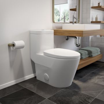 Toilette Zen allongée une pièce double chasse 4,1/6 L en blanc
