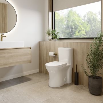 Toilette Florence allongée une pièce double chasse 4,1/6 L en blanc