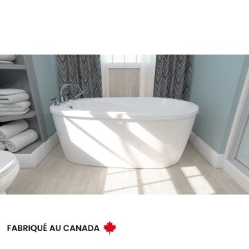Baignoire autoportante Vapora F2 3660 blanche en acrylique avec drain réversible et systèmes Mass-Air et Activ-Air