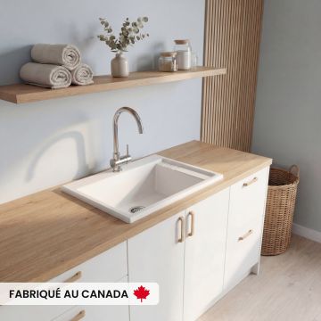 Cuve de lavage simple sur plan Eco 2420 blanc en acrylique